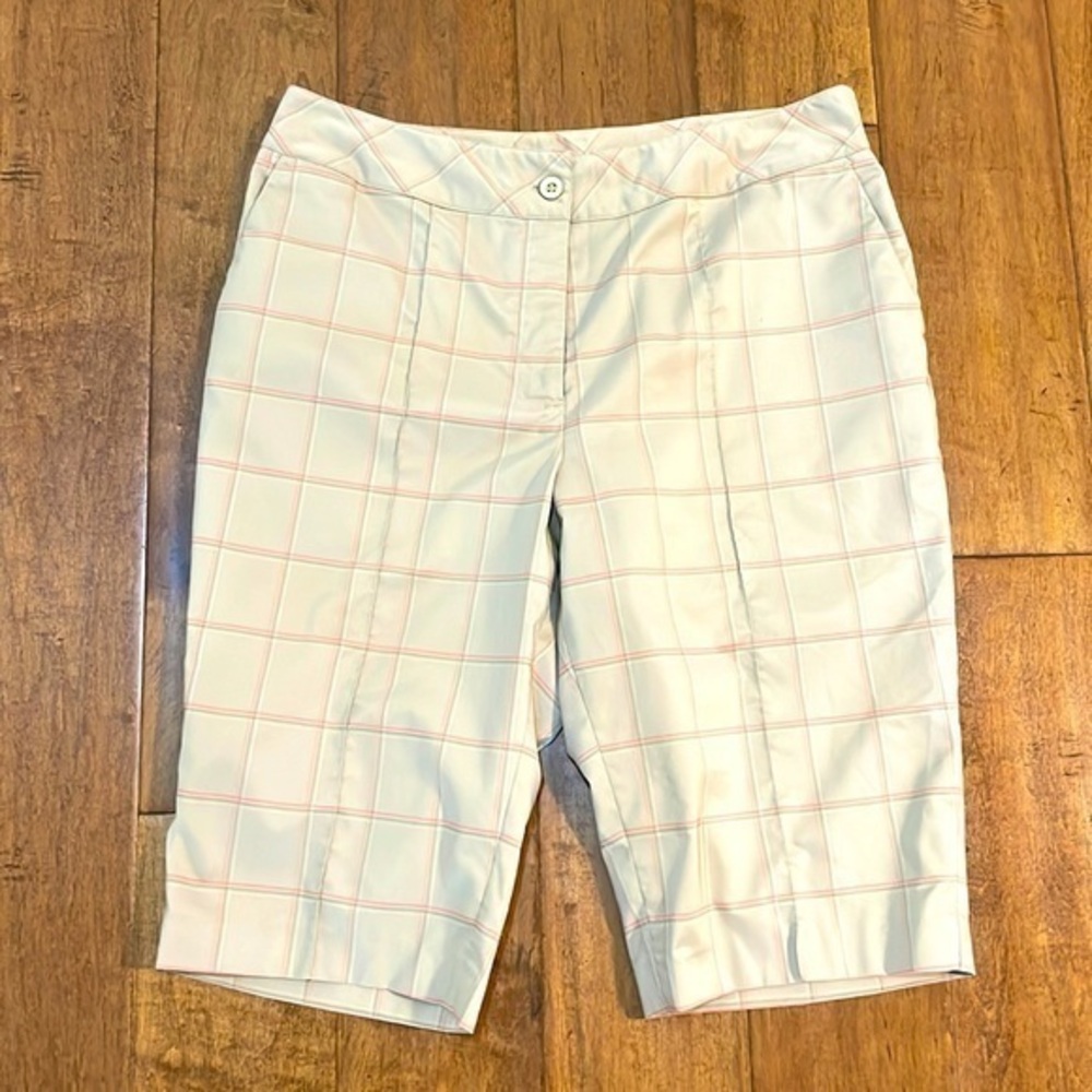 EP Pro Tan & Pink Plaid Golf Bermuda Shorts